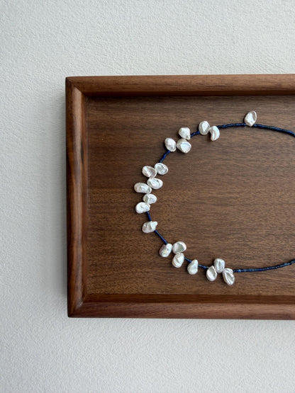 Additional view of lapis lazuli baroque pearl necklace by Le Jardin Perles