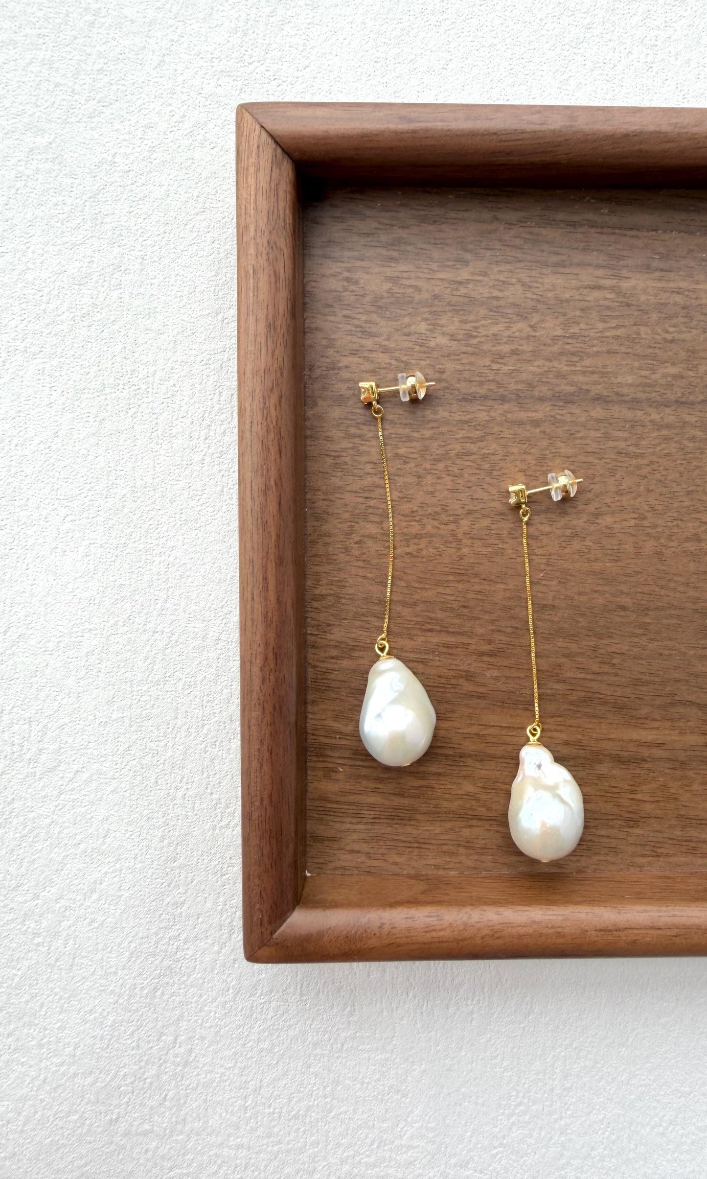 Additional view of baroque pearl drop beach earrings by Le Jardin Perles