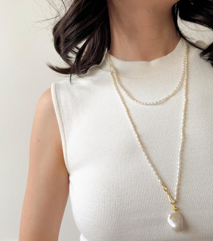 Additional view of long freshwater pearl necklace by Le Jardin Perles