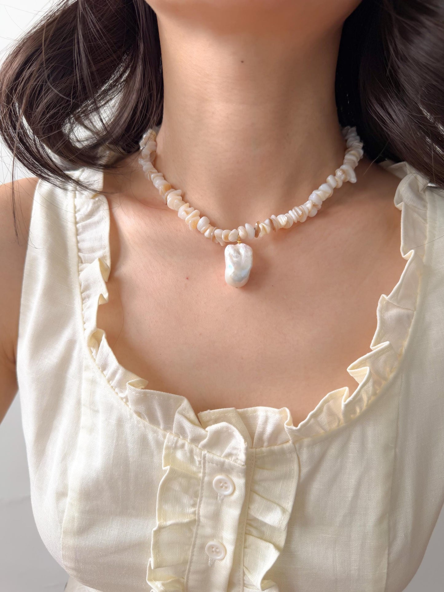Coastal Baroque Pearl Necklace by Le Jardin Perles