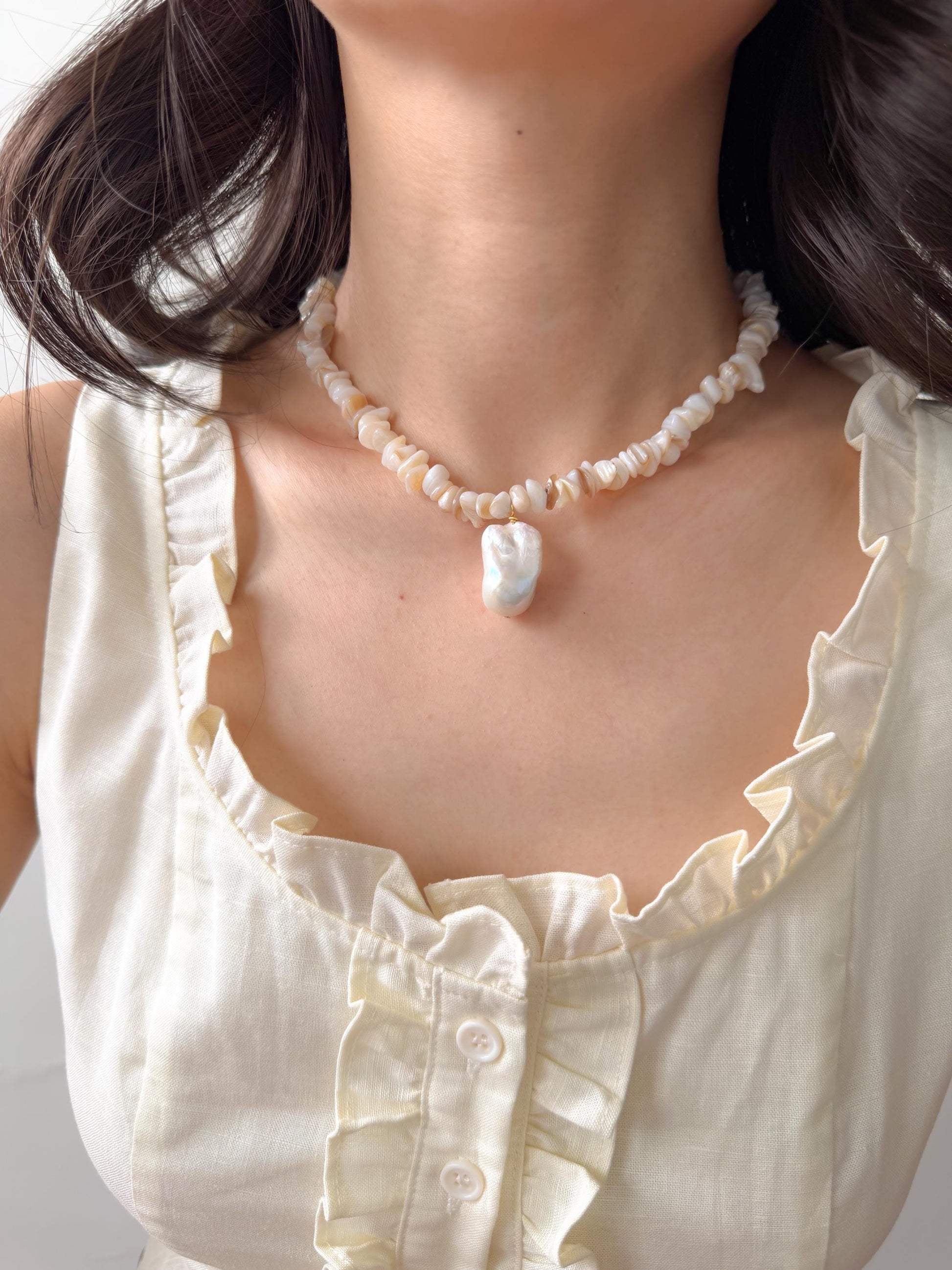 Coastal Baroque Pearl Necklace by Le Jardin Perles