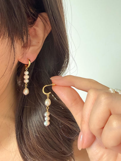 Asymmetrical Baroque Pearl Drop Earrings by Le Jardin Perles