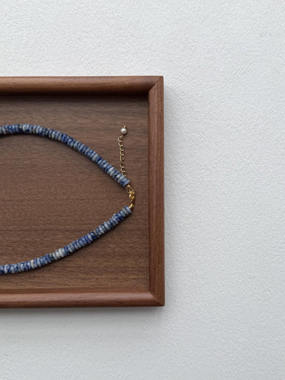 Additional view of ocean blue stone baroque pearl pendant necklace by Le Jardin Perles