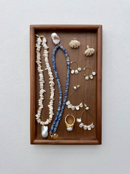 Additional view of ocean blue stone baroque pearl pendant necklace by Le Jardin Perles