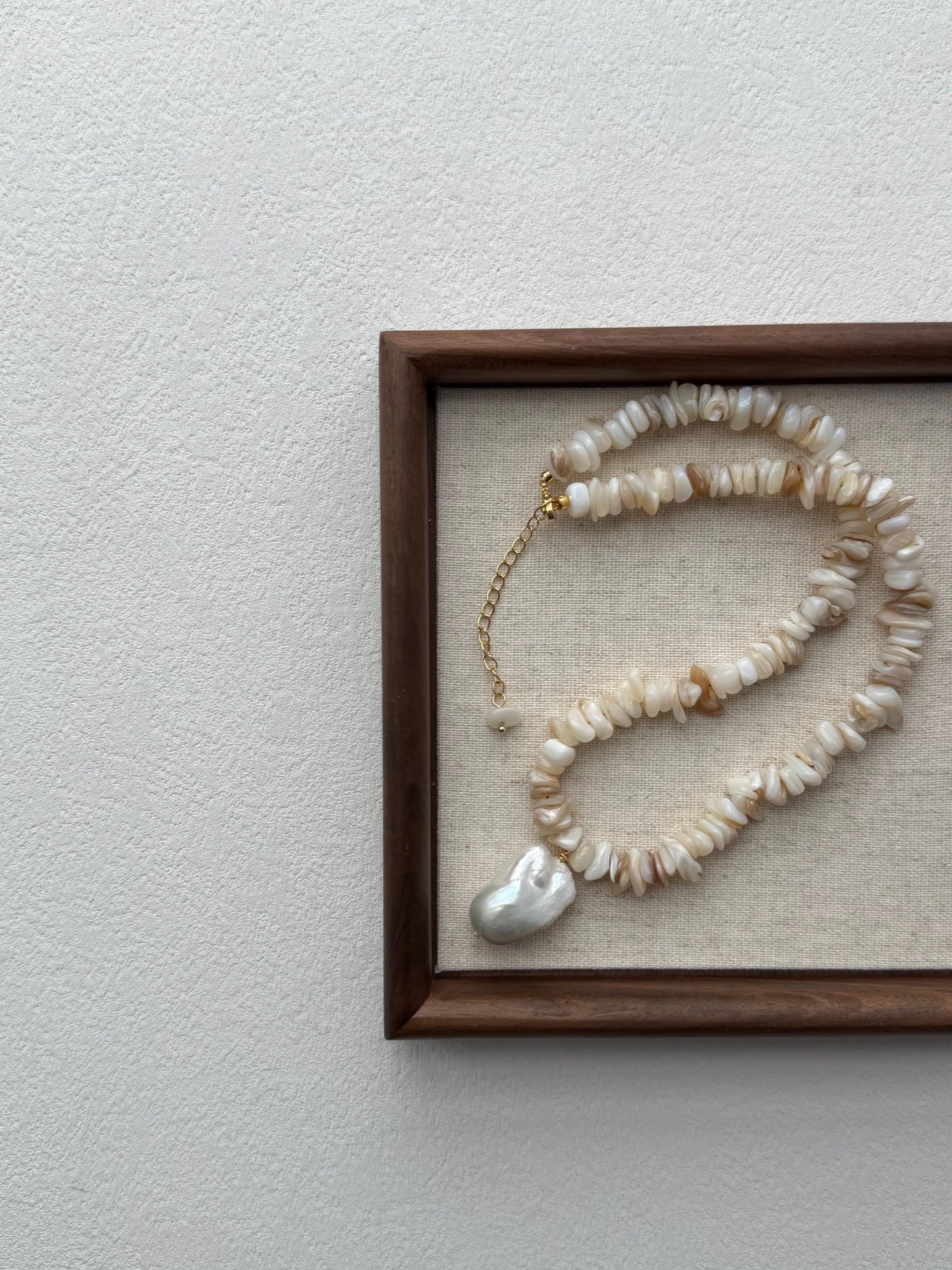 Additional view of coastal baroque pearl necklace by Le Jardin Perles