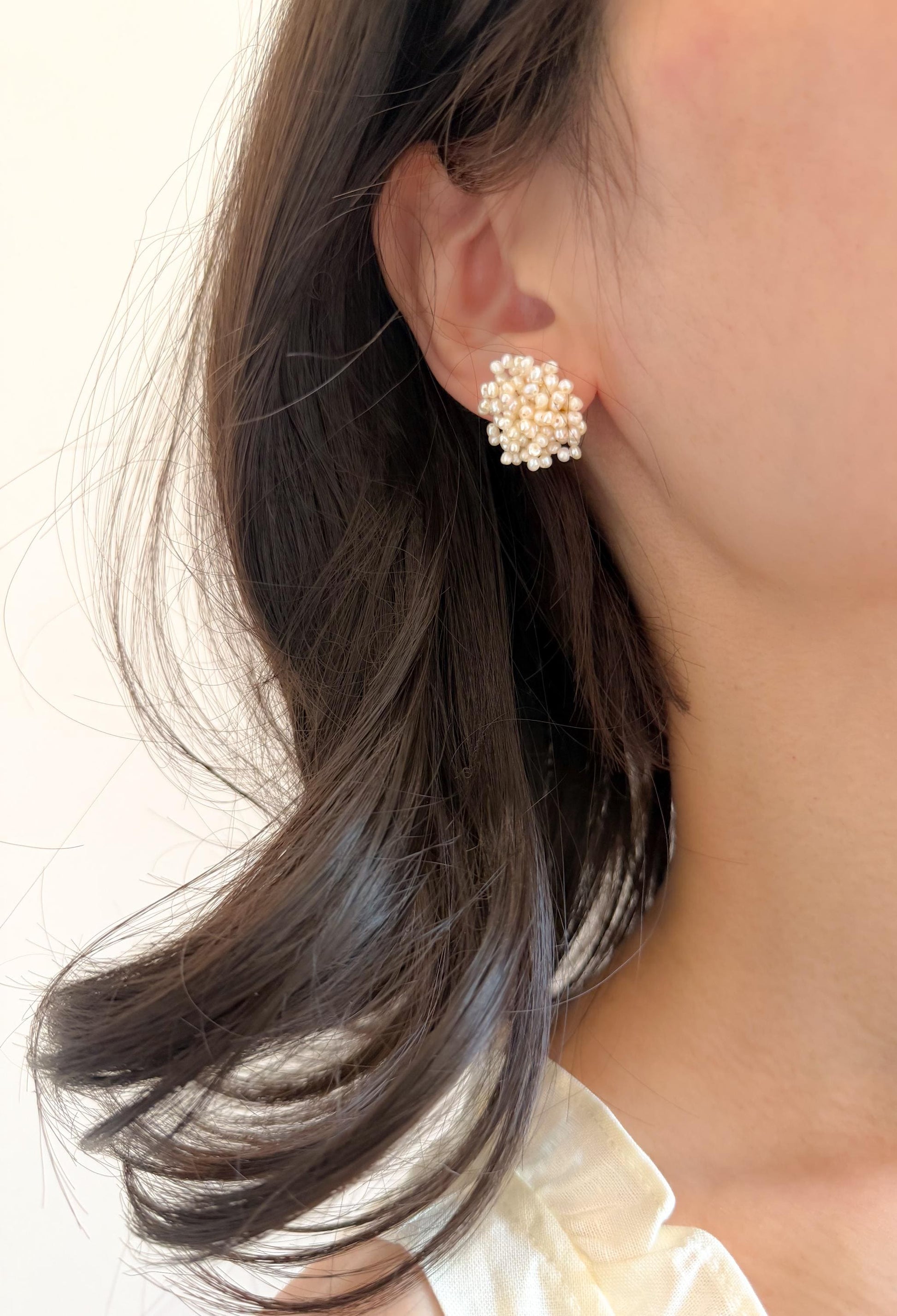 Handcrafted Freshwater Pearl Flower Earrings by Le Jardin Perles