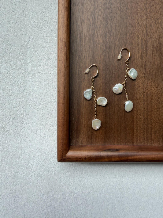 Petal Pearl Dangle Earrings by Le Jardin Perles
