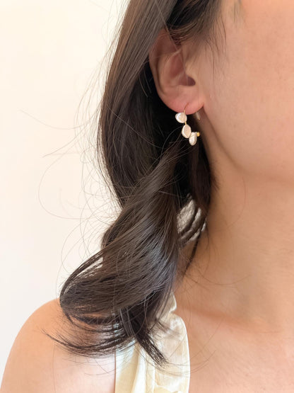 Additional view of petal pearl hoop earrings by Le Jardin Perles