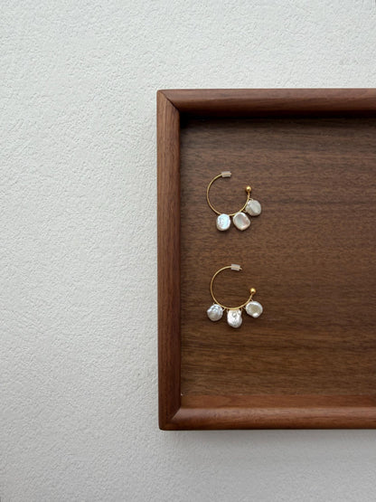 Additional view of petal pearl hoop earrings by Le Jardin Perles