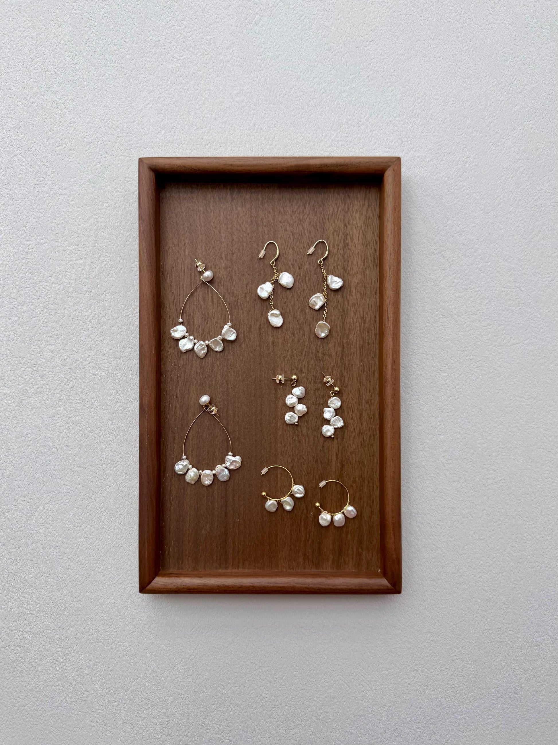 Additional view of petal pearl dangle earrings by Le Jardin Perles
