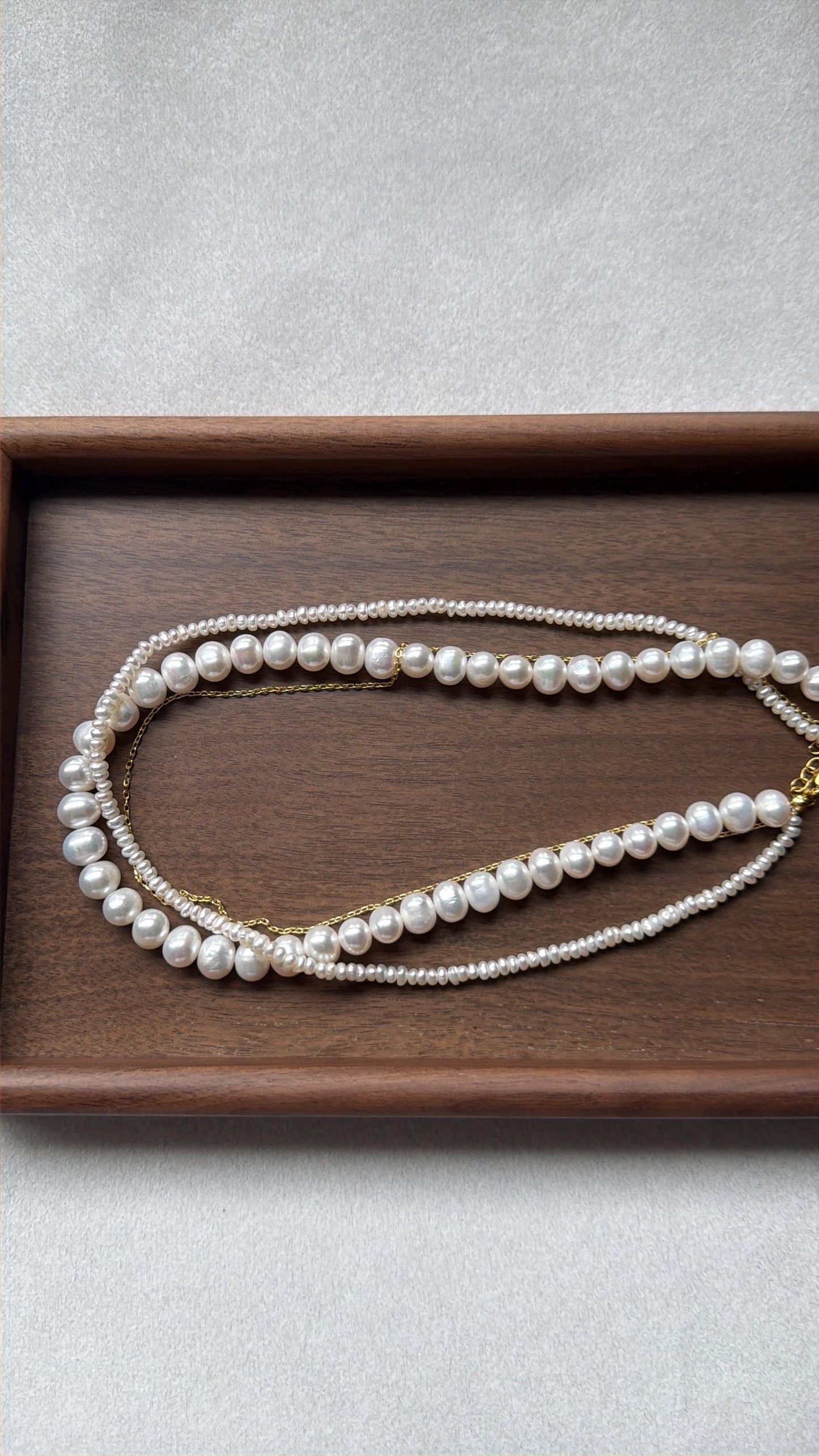 Additional view of layered freshwater pearl necklace by Le Jardin Perles