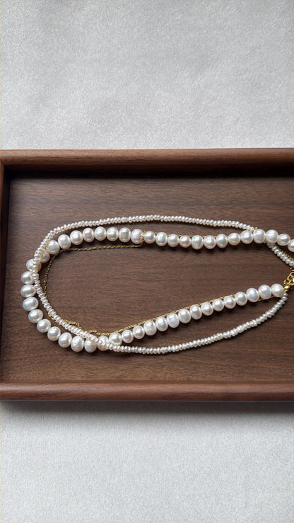 Additional view of layered freshwater pearl necklace by Le Jardin Perles