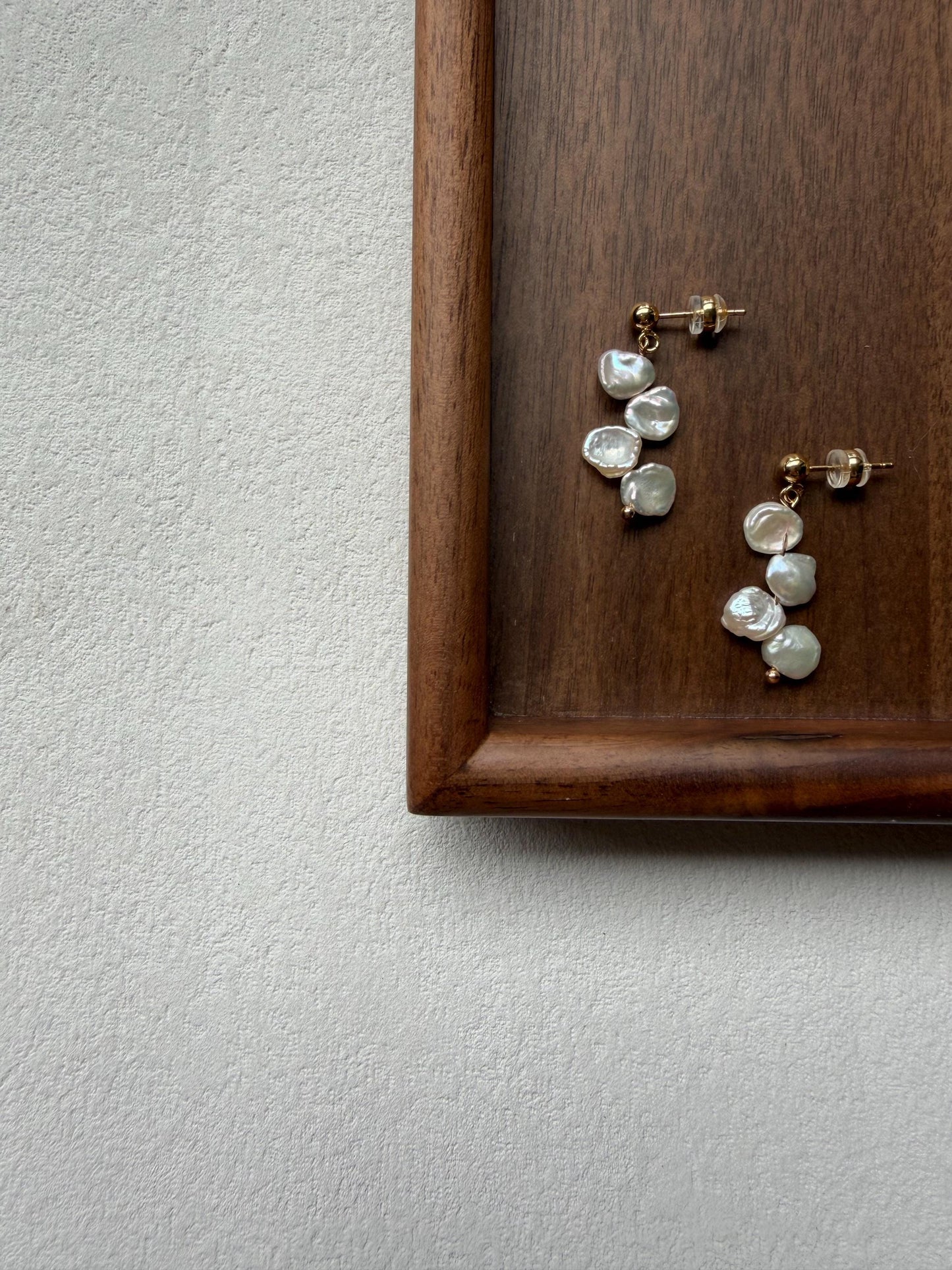 Additional view of keshi pearl cascade earrings by Le Jardin Perles
