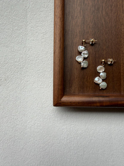 Additional view of keshi pearl cascade earrings by Le Jardin Perles