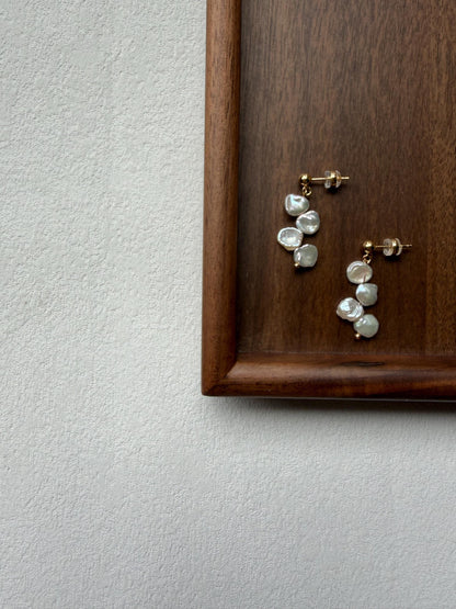 Additional view of keshi pearl cascade earrings by Le Jardin Perles