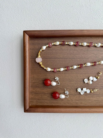Additional view of keshi pearl cascade earrings by Le Jardin Perles