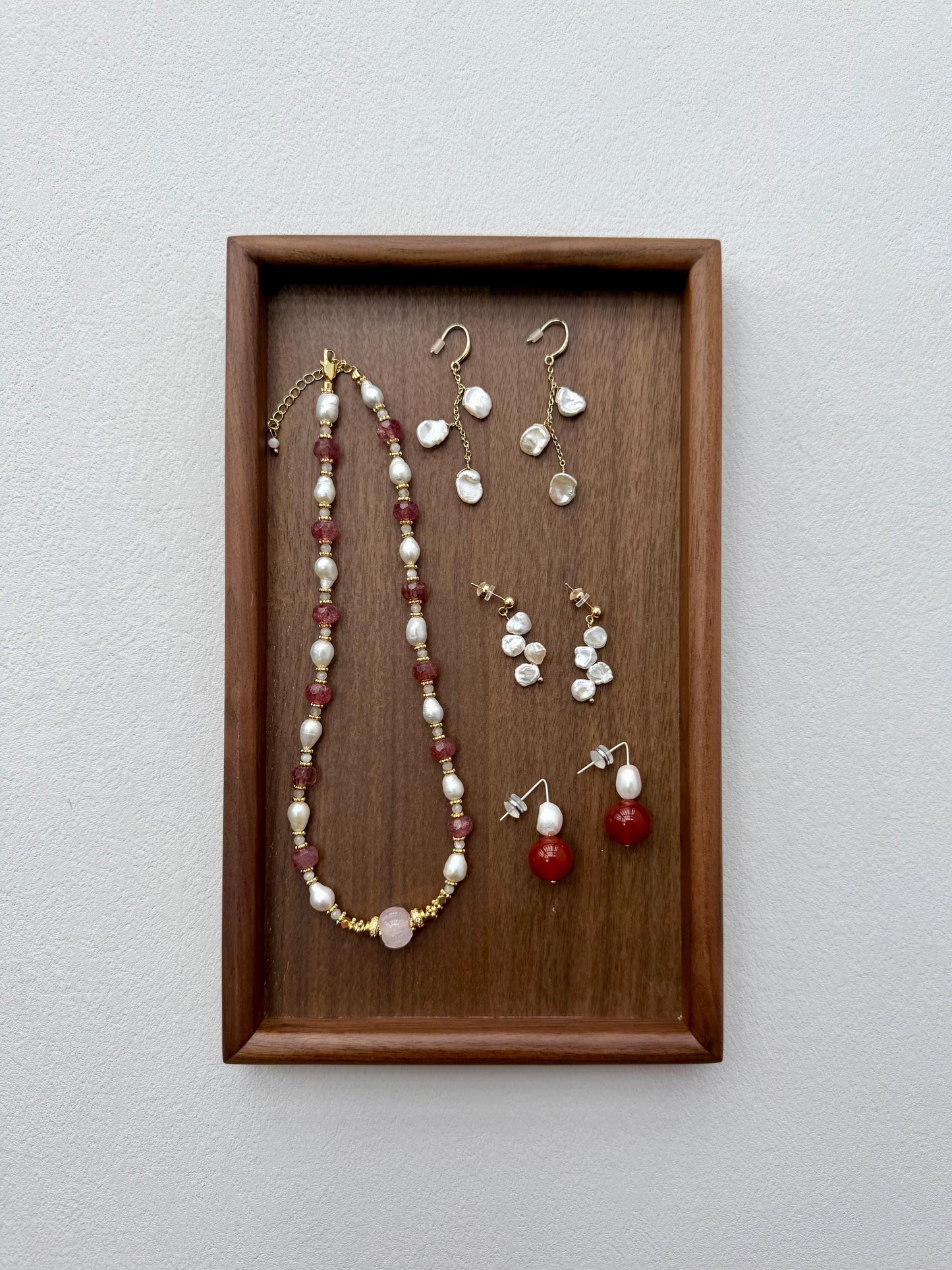 Additional view of keshi pearl cascade earrings by Le Jardin Perles