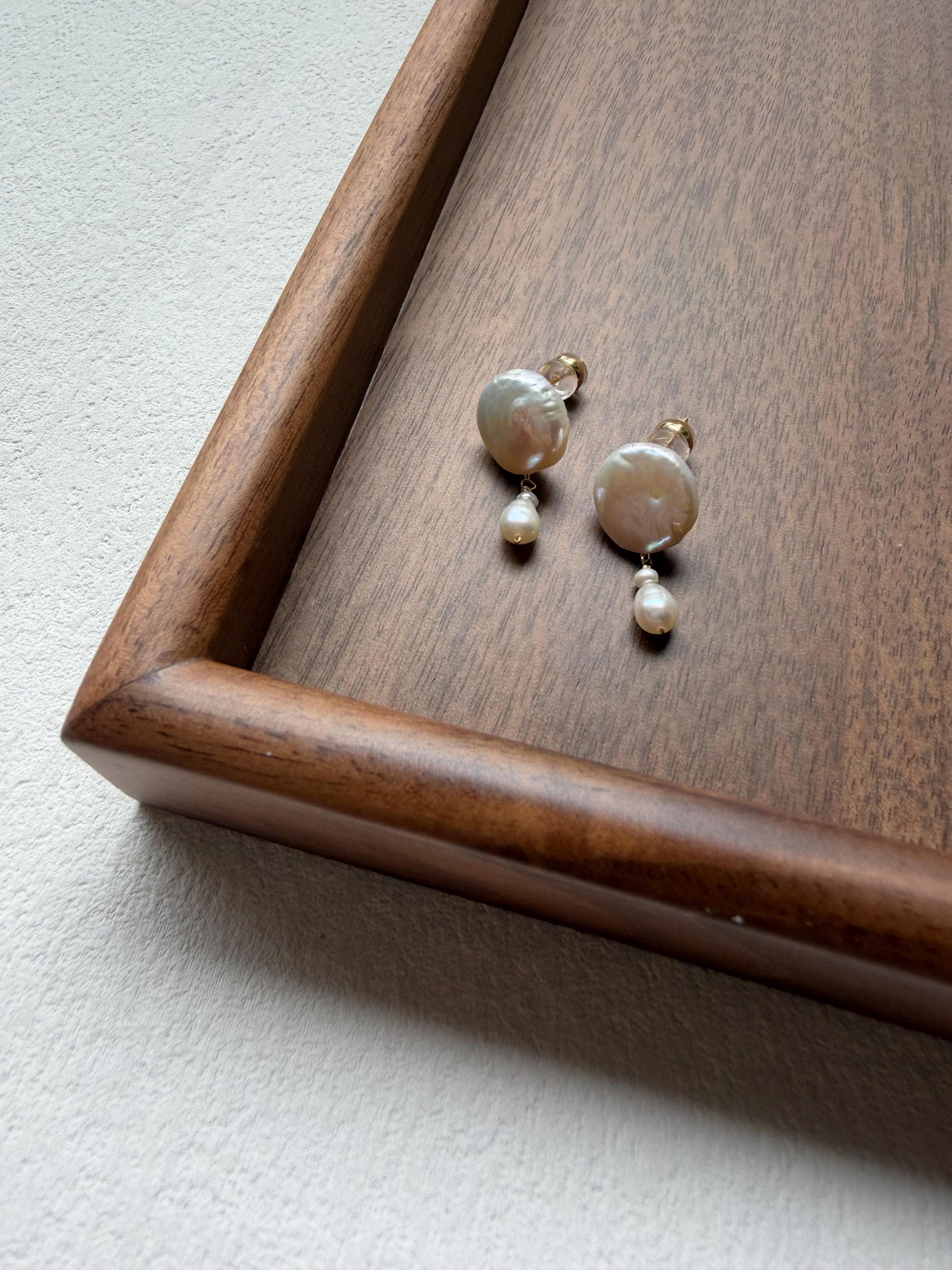 Additional view of french vintage pearl drop earrings by Le Jardin Perles