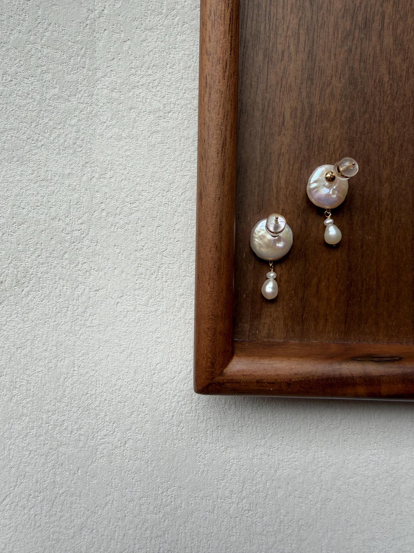 Additional view of french vintage pearl drop earrings by Le Jardin Perles